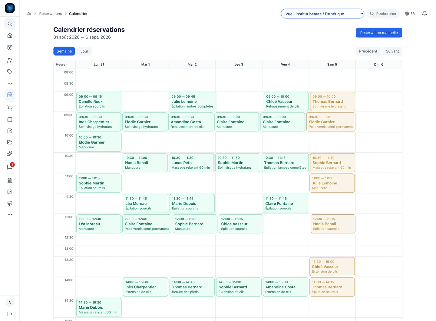Agenda, Les rendez-vous du jour, alimentés par la prise en ligne ouverte jour et nuit.